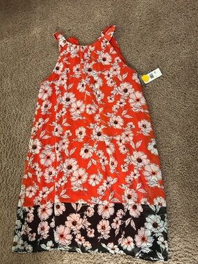 Studio One Red Floral Halter Dress with Black Border